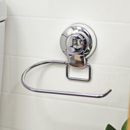 Rackhams Suctionloc Chrome Steel Suction Wall Mounted Toilet Roll Holder - thumbnail 1