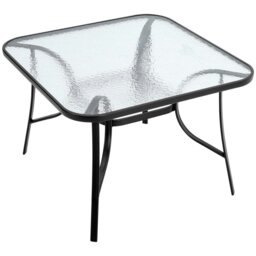 Rackhams Patio Table Garden Coffee Table Rectangle Dining Table with the Umbrella Stand Hole - Black - thumbnail 1