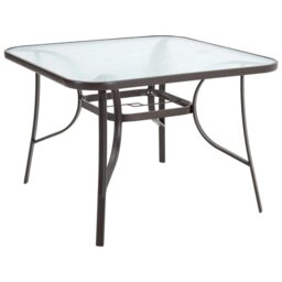 Rackhams Patio Table Garden Coffee Table Rectangle Dining Table with the Umbrella Stand Hole - Black - thumbnail 2