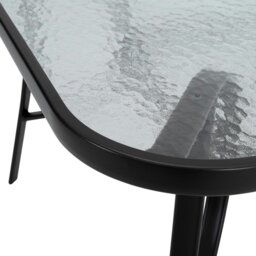Rackhams Patio Table Garden Coffee Table Rectangle Dining Table with the Umbrella Stand Hole - Black - thumbnail 5