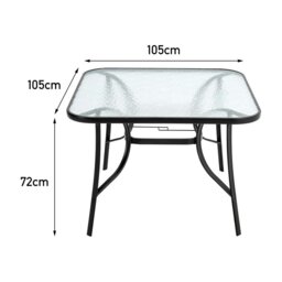 Rackhams Patio Table Garden Coffee Table Rectangle Dining Table with the Umbrella Stand Hole - Black - thumbnail 3