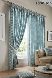 "Rackhams Cotswold Fully Lined Ready Made Pencil Pleat Taped Top Curtains - Teal - 46 x 72""" - thumbnail 4