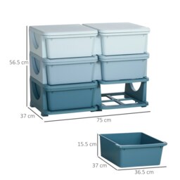 Rackhams Kids Storage Unit Toy Box Vertical Dresser with Six Drawers - Blue - thumbnail 6