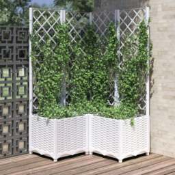Rackhams Garden Planter with Trellis White 80x80x136 cm PP - White - PP (polypropylene)