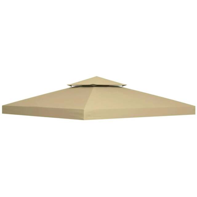 Rackhams 3(m) Gazebo Top Cover Double Tier Canopy Replacement Pavilion Roof Deep Beige - Beige - image 1