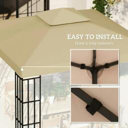 Rackhams 3(m) Gazebo Top Cover Double Tier Canopy Replacement Pavilion Roof Deep Beige - Beige - thumbnail 5