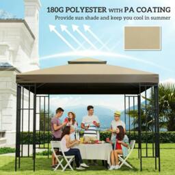 Rackhams 3(m) Gazebo Top Cover Double Tier Canopy Replacement Pavilion Roof Deep Beige - Beige - thumbnail 6