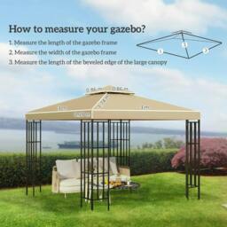 Rackhams 3(m) Gazebo Top Cover Double Tier Canopy Replacement Pavilion Roof Deep Beige - Beige - thumbnail 3