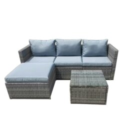 Rackhams Patio Rattan Corner Sofa, Reversible L-Shaped Wicker Outdoor Couch Set - Gray - 1 - thumbnail 5