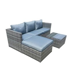 Rackhams Patio Rattan Corner Sofa, Reversible L-Shaped Wicker Outdoor Couch Set - Gray - 1 - thumbnail 6