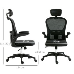 Rackhams Mesh Chair with Headrest, 4D Lumbar Support, Flip-up Arm, Black - Pink - Yes - Office Chair - thumbnail 6