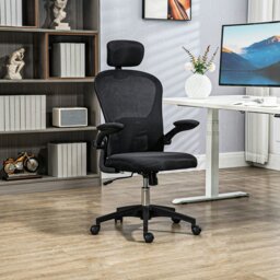 Rackhams Mesh Chair with Headrest, 4D Lumbar Support, Flip-up Arm, Black - Pink - Yes - Office Chair - thumbnail 2