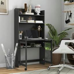 Rackhams Writing Desk with Foldable Desktop for Bedroom, Home Office, Black - thumbnail 1