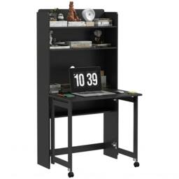 Rackhams Writing Desk with Foldable Desktop for Bedroom, Home Office, Black - thumbnail 2