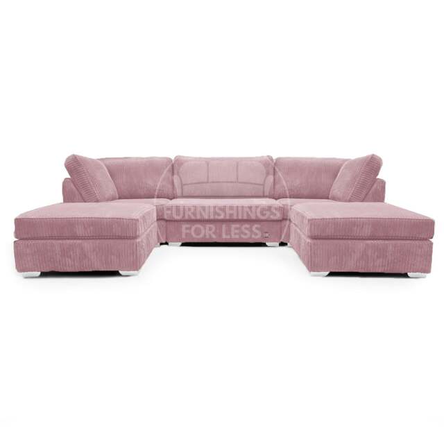 Rackhams Bishop U-Shaped Fullback Jumbo Cord Sofa - Pink - image 1