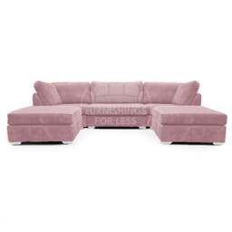 Rackhams Bishop U-Shaped Fullback Jumbo Cord Sofa - Pink - thumbnail 1