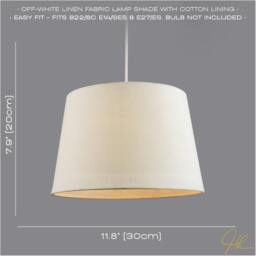 Rackhams Contemporary Off-White Linen Fabric Drum Lampshade with Cotton Inner - thumbnail 6