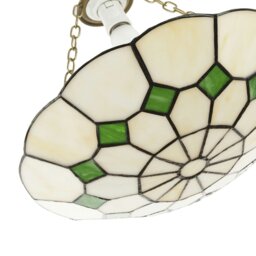 Rackhams Classic Amber Stained Glass Tiffany Pendant Lighting Shade with Green Diamonds - thumbnail 4
