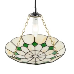 Rackhams Classic Amber Stained Glass Tiffany Pendant Lighting Shade with Green Diamonds - thumbnail 3