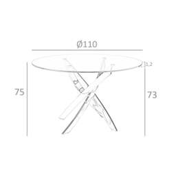 Rackhams Round dining table tempered glass and pink steel 1169 - Ø130 x 75 - thumbnail 3