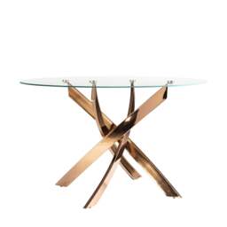 Rackhams Round dining table tempered glass and pink steel 1169 - Ø130 x 75 - thumbnail 6