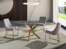 Rackhams Round dining table tempered glass and pink steel 1169 - Ø130 x 75 - thumbnail 2