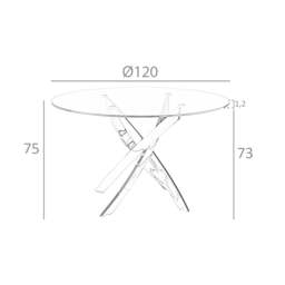 Rackhams Round dining table tempered glass and pink steel 1169 - Ø130 x 75 - thumbnail 4