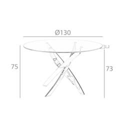 Rackhams Round dining table tempered glass and pink steel 1169 - Ø130 x 75 - thumbnail 5