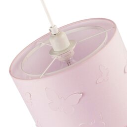 Rackhams Soft Pink Cotton Fabric Childrens Pendant Shade with Butterfly Decor - thumbnail 5