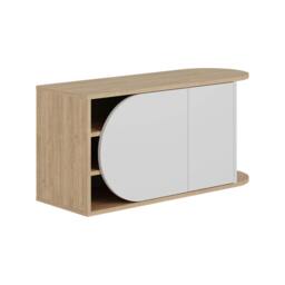 Rackhams Nova Shoe Bench Storage Oak, White Engineered Wood 2-Door Oval Cut Edge 104(W)cm with Metal Hook Organiser Hallway - Oak-White - thumbnail 5