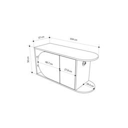 Rackhams Nova Shoe Bench Storage Oak, White Engineered Wood 2-Door Oval Cut Edge 104(W)cm with Metal Hook Organiser Hallway - Oak-White - thumbnail 4