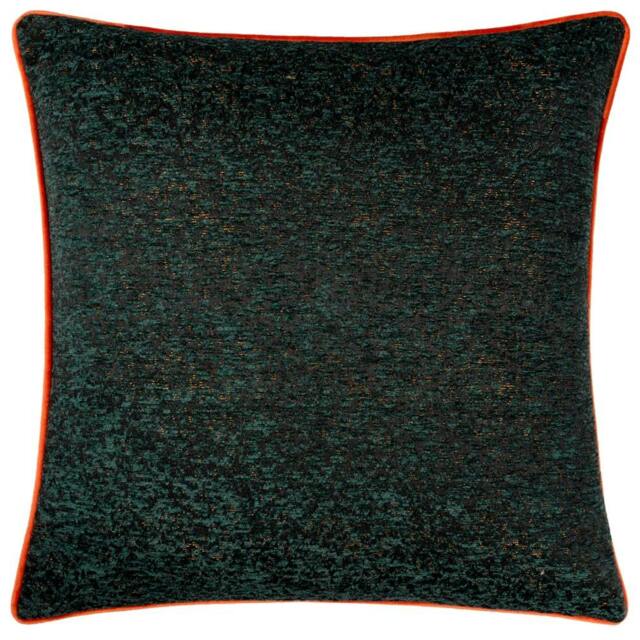 Rackhams Chenille Piped Cushion Cover - Emerald - 50cm x 50cm - Emerald - 100% Polyester - image 1