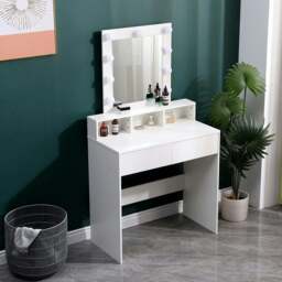 Rackhams 145cm H Makeup Dressing Table with Lighted Mirror - thumbnail 2