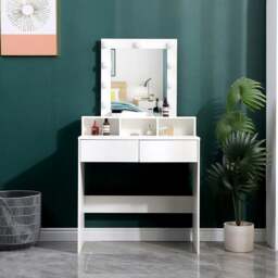 Rackhams 145cm H Makeup Dressing Table with Lighted Mirror - thumbnail 3