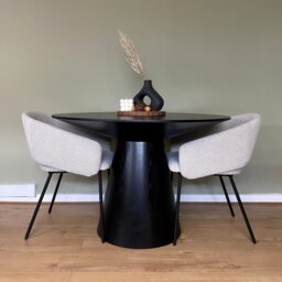 Rackhams Lotus Dining Table - Wenge (Black Stained Oak) Veneer - Wenge (Black Stained Oak) - thumbnail 2