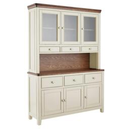 Rackhams Queensbury Large Triple Dresser, Three Door Display Cabinet with Oak Top - Bottle Green - thumbnail 4