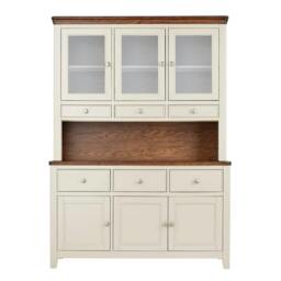 Rackhams Queensbury Large Triple Dresser, Three Door Display Cabinet with Oak Top - Bottle Green - thumbnail 3