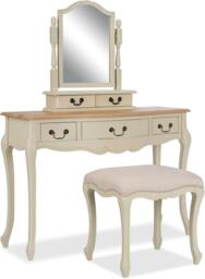 Rackhams Juliette Dressing Table Set with Trinket Mirror. French Table Mirror with Storage and Stool - Champagne, Cream - thumbnail 4