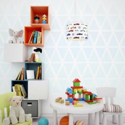 Rackhams Modern and Colourful Racing Cars Kids Cotton Fabric Round Drum Lamp Shade - 25cm - thumbnail 6