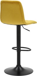 Rackhams Verona Velvet Kitchen Bar Stools, Matt Black Stem & Base, Height Adjustable Gas Lift With Backrest, Breakfast Bar Stool - Yellow - thumbnail 3