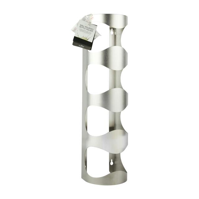 Rackhams Wall Mounted Stainless Steel 4 Bottle Wine Rack - Silver - Stainless Steel - Wine Rack - image 1