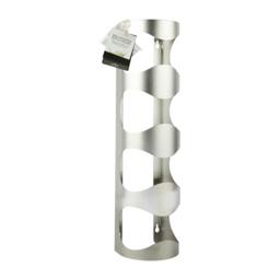 Rackhams Wall Mounted Stainless Steel 4 Bottle Wine Rack - Silver - Stainless Steel - Wine Rack - thumbnail 1