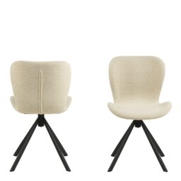 Rackhams Batilda Swivel Dining chairs in Cream Fabic Set of 2 - 1 - thumbnail 2