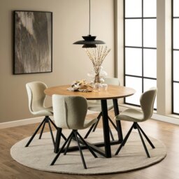 Rackhams Batilda Swivel Dining chairs in Cream Fabic Set of 2 - 1 - thumbnail 4