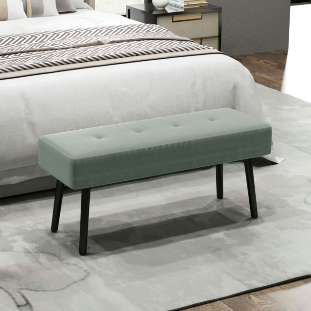 Rackhams End of Bed Bench with Thick Padding for Entryway, Cream White - Green - image 1