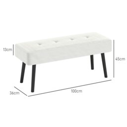Rackhams End of Bed Bench with Thick Padding for Entryway, Cream White - Green - thumbnail 6