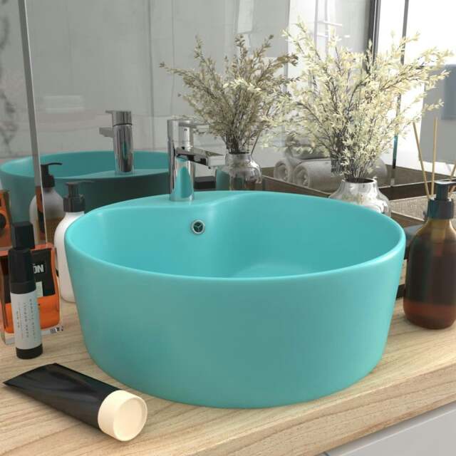 Rackhams Luxury Wash Basin with Overflow Matt Light Green 36x13 cm Ceramic