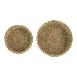 Rackhams Palma Natural Round Lidded Woven Storage Baskets for Home Organisation, Set of 2, Brown - thumbnail 6