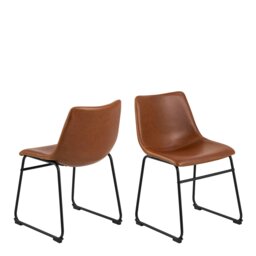 Rackhams I_Oregon Dining Chair In Brown with Cream Stitching Set of 2 - 1