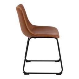 Rackhams I_Oregon Dining Chair In Brown with Cream Stitching Set of 2 - 1 - thumbnail 3